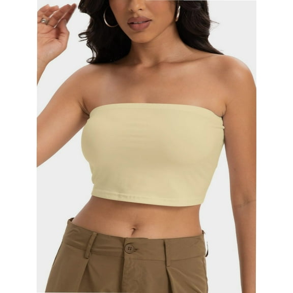 Women's Basic Casual Strapless Backless Bandeau Tube Top