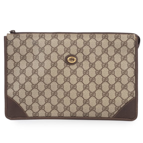 Pre-Owned Gucci Old Clutch Bag Second 97 01 029 PVC Leather Brown Women's GUCCI