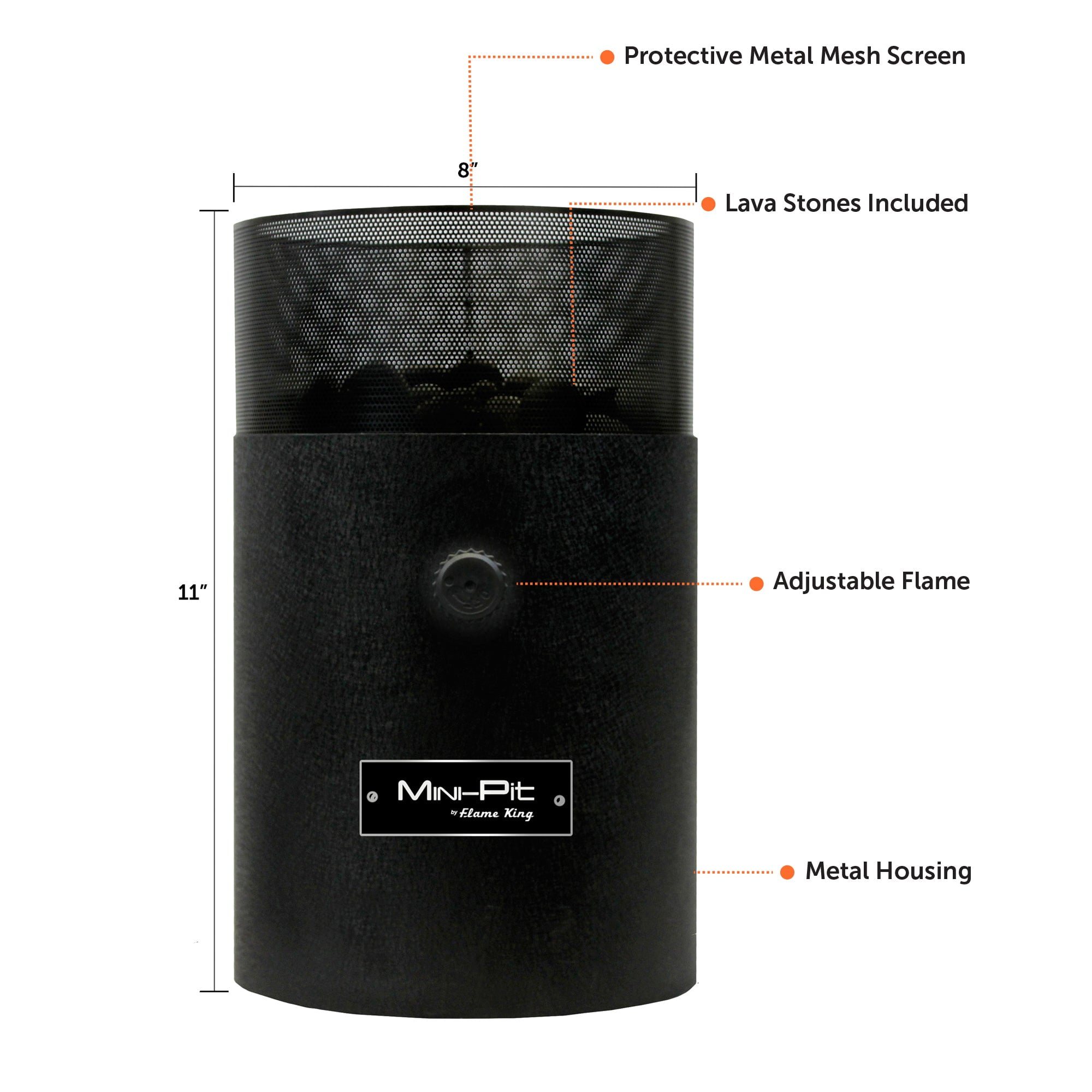 Flame King Mini Tabletop Fire Pit, Dual Fuel Propane and Butane, Smokeless Odorless Flame, Portable Great for Outdoor