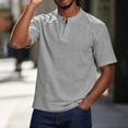 thumbnail image 5 of Mens Lightweight V Neck T-Shirts Summer Short Sleeve Plain Tees Casual Hippie Single Button Henley Shirt, 5 of 9