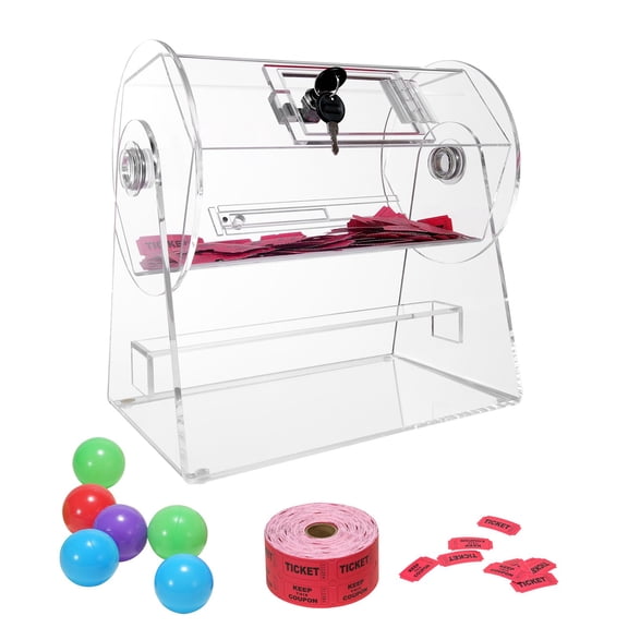 Professional Raffle Drum with Lock, Transparent Lottery Spinning Cage for 2500 Tickets or 100 Balls, Bingo Game Equipment