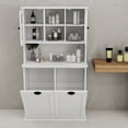 thumbnail image 6 of 59" Tall Trash Can Cabinet, Tilt Out Laundry Hamper Cabinet with 2 Doors, Countertop, Adjustable Shelves, Wood Pantry Cabinet for Kitchen, Bathroom, 6 of 9
