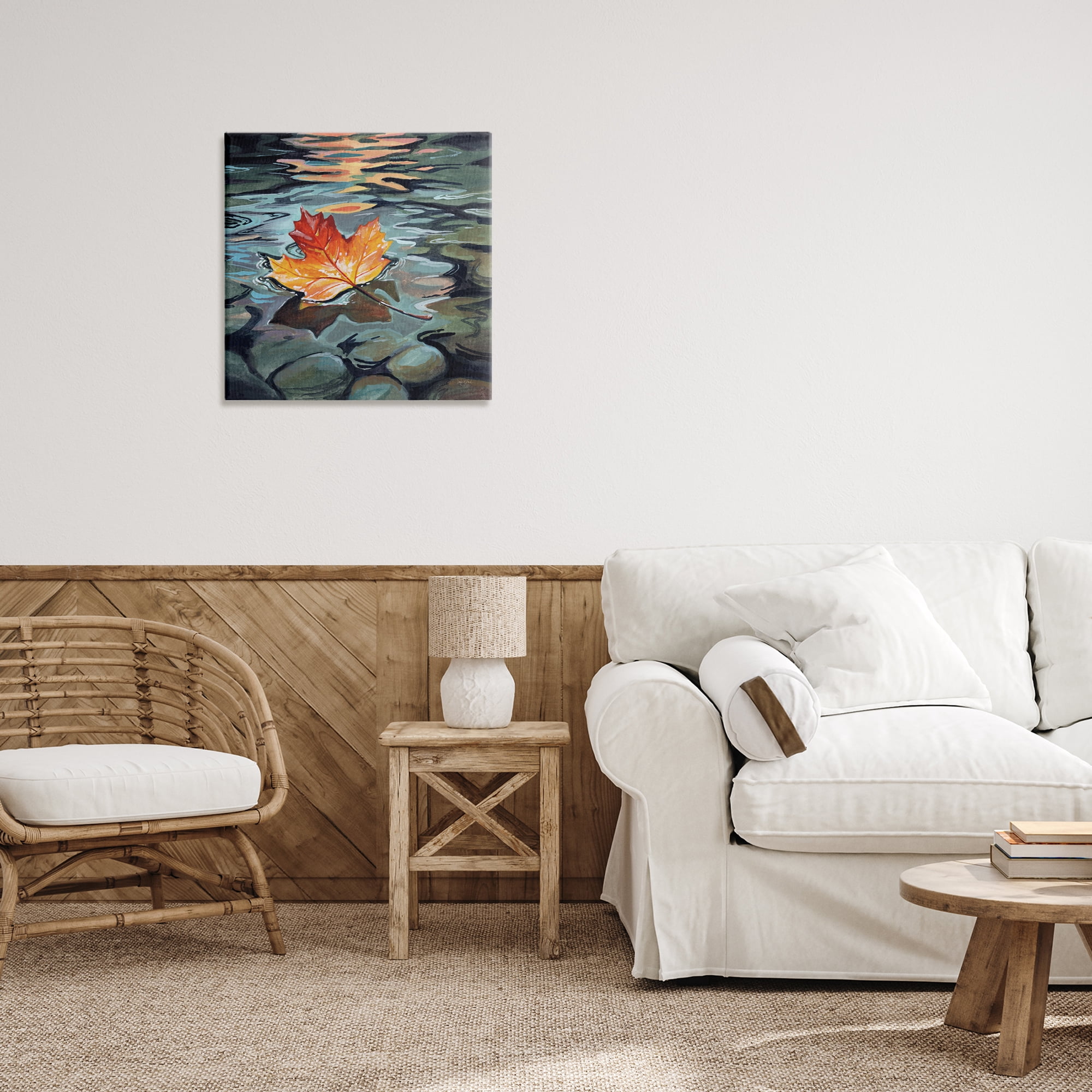 Stupell Industries Maple Leaf Floating in Stream Canvas Wall Art, design by Kate Jarvik Birch