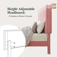 thumbnail image 3 of Amolife Twin Bed Frame, Modern Upholstered Platform Bed Frame with Adjustable Velvet Headboard, Heavy Duty, Pink, 3 of 9