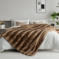 thumbnail image 4 of Cozylore Luxury Faux Fur Throw Blanket for Bed Super Thick Warm Fuzzy Blankets for Bedroom Living Room, 60" x 80", Brown, 4 of 8