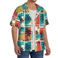 thumbnail image 4 of Honeii 's Colorful Hawaii Palms for men's short-sleeved button-up collared shirt featuring a pocket, perfect for beach vacations, and travel adventures., 4 of 5