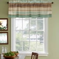 thumbnail image 3 of Teal Brown Curtain Valances for Windows, Kitchen Valance Window Treatments Panel 2 Pack, Farmhouse Rustic Wooden Plank Board Rod Pocket Short Curtains for Bathroom Bedroom 42 x 12 Inch, 3 of 8