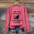 thumbnail image 2 of Halloween Sweatshirt BWASD Witch Graphic Plus Size Crewneck Sweatshirt for Women I Can Drive A Stick Print Long Sleeve Loose Pullover Top Halloween Party Outfit |Hot Pink,L, 2 of 4