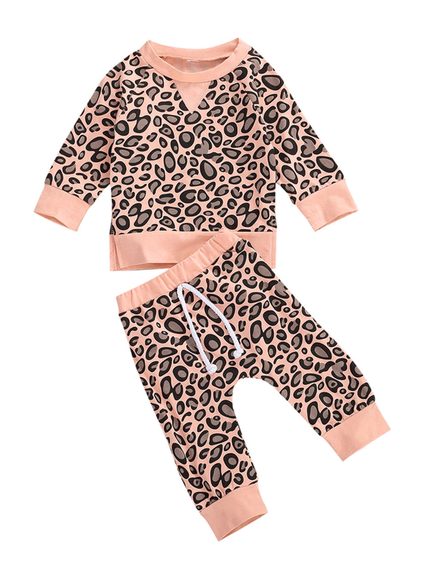 Toddler Kid Baby Girl/&Boy Long Sleeve Leopard Top+Pants pajamas Sleepwear Outfit