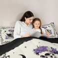 thumbnail image 5 of Manfei Spooky Halloween Print 7 Pieces Full Size Bedding Sets,Purple Floral Full Size Bed in a Bag,Black Reversible, 5 of 7