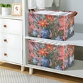 thumbnail image 2 of Yayeee Foldable Storage Basket for Shelves with Handles Set of 2 Waterproof Cloth Bins, Orange Vibrant Flowers, 2 of 7