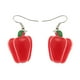 thumbnail image 1 of 1 par de pendientes de chile simulado con diseño de pimiento rojo de dibujos animados. Joyas decorativas para las orejas., 1 of 7