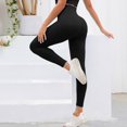 thumbnail image 4 of Women's Ribbed High Waisted Leggings Seamless Stretch Yoga Workout Pants, 4 of 4