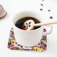 thumbnail image 5 of Lsque Cute Cat Cartoon Pattern 4" Drink Coasters Set of 4, PVC Leather Absorbent Coasters, Table Coaster Set Decorative Coffee Cup Coasters Housewarming Gift -Square, 5 of 6