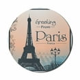 thumbnail image 1 of Eiffel Tower Mouse Pad for Computers, Greeting from Paris France Romantic Poster, Round Non-Slip Thick Rubber Modern Gaming Mousepad, 8" Round, Peach Dark Slate Blue, by Ambesonne, 1 of 2