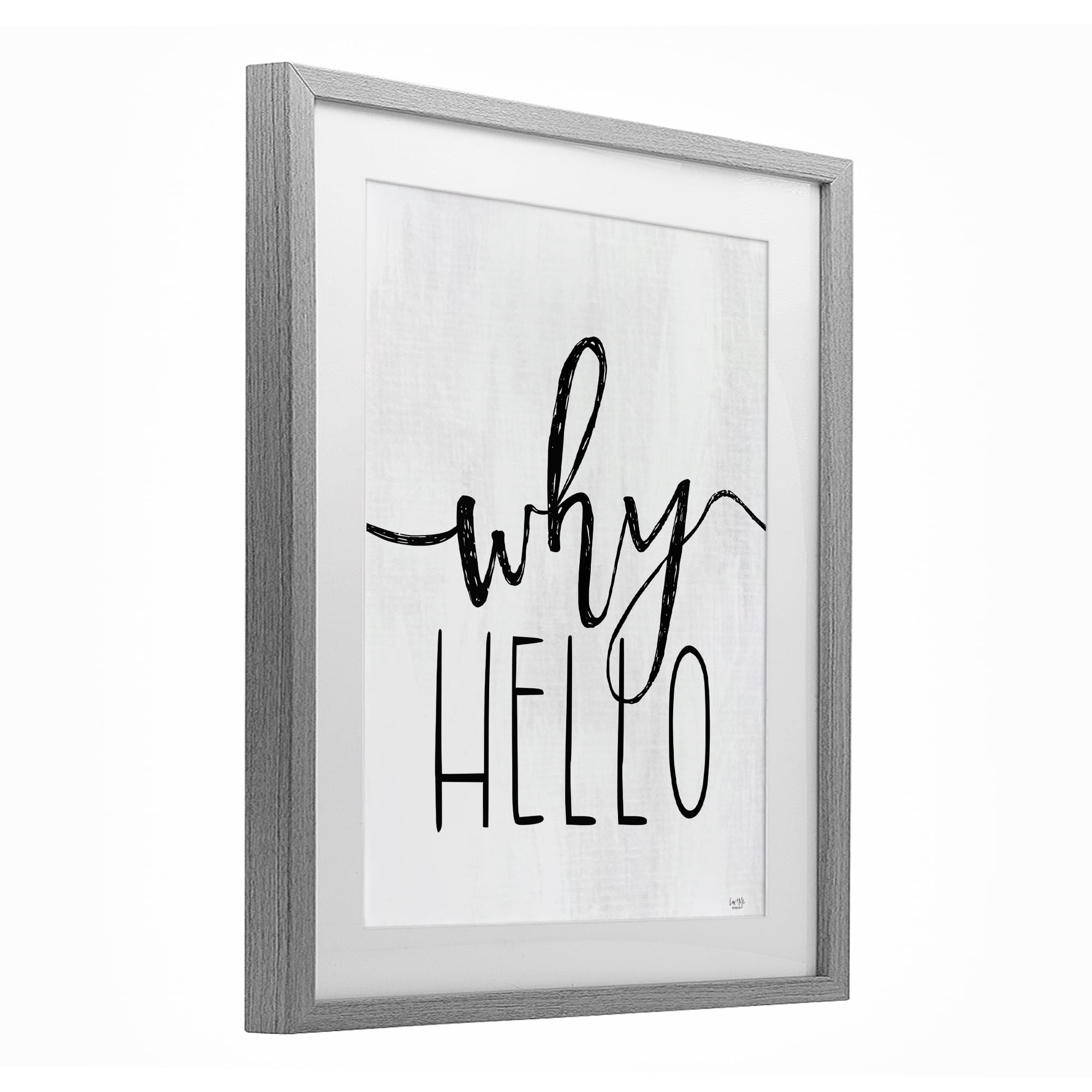 Stupell Industries Why Hello Typography Gray Framed Print Under Glass, design by Lux + Me Designs