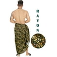 thumbnail image 3 of LA LEELA Men's Swimwear Beach Summer Pareo Long Sarong Wrap One Size Brown, Leaves Vacation Holiday Aloha, 3 of 4
