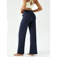 thumbnail image 3 of Pantalones de yoga DLOODA para mujer, pernera ancha y cintura alta, color azul marino, 3 of 6