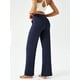 thumbnail image 3 of Pantalones de yoga DLOODA para mujer, pernera ancha y cintura alta, color azul marino, 3 of 6