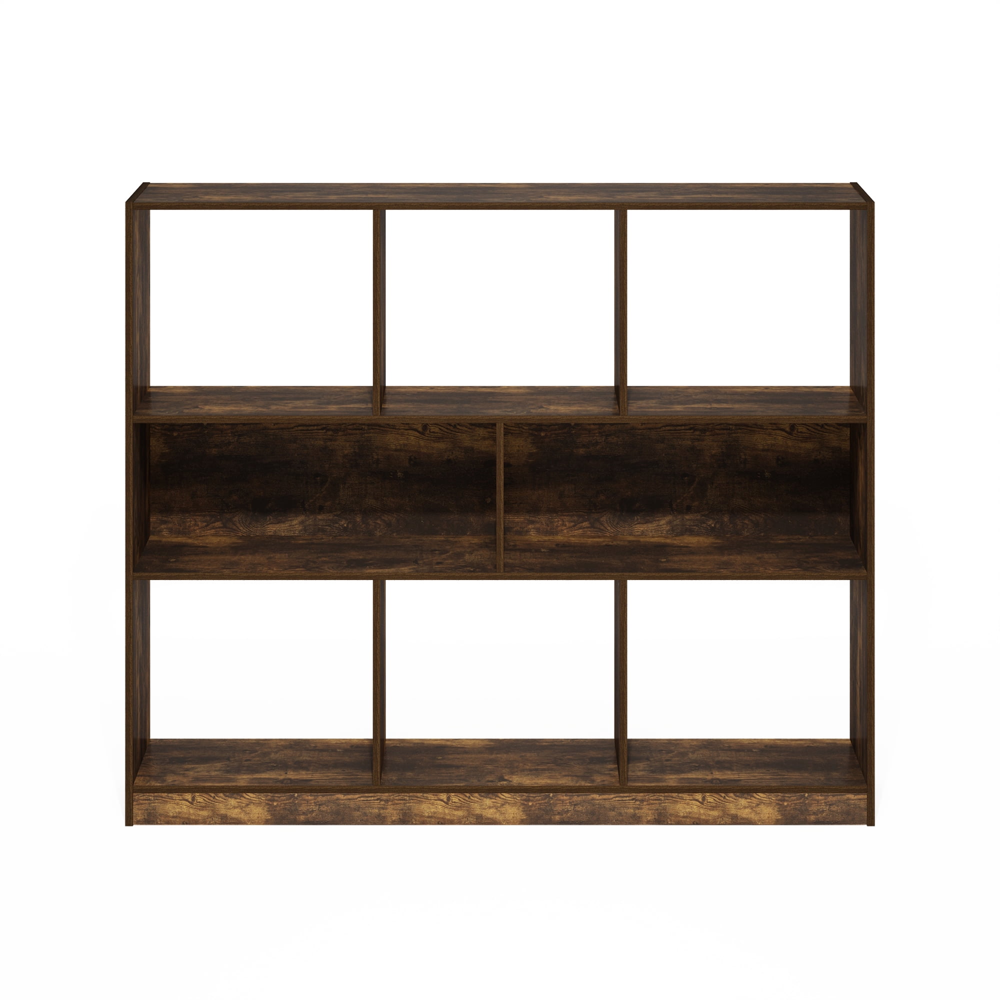 Furinno Daly 8-Cube Horizontal 3 Tier Bookcase, Bookshelf, Storage Organizer, 47 Width, Amber Pine