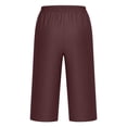 thumbnail image 6 of HADST Women's Elastic Waist Bermuda Shorts Stretchy Denim-like Trousers with Side Pockets Loose Fit for Casual & Summer, 6 of 6