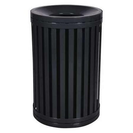 Outdoor Trash Receptacle - Ex-Cell Kaiser SCTP-40 BLK 45 Gallon Streetscape Classic Outdoor Trash Receptacle with Swing Door, Black