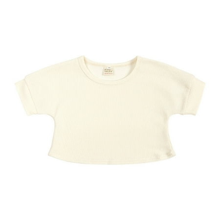 

nsendm Toddler Baby Boys Girls Short Sleeve Walf Checks Knitted T Shirt Tops Shorts 2PCS Three Piece Baby Boy Outfits Childrenscostume Beige 12-18 Months