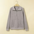 thumbnail image 7 of Women's Stand Collar Quarter Zip Fleece Pullover, Oversized Solid Color Long Sleeve Sweatshirt with Soft Comfort Fabric for 2025 Fall Fashion, Casual Daily Wear and Street Style Outfits Light Ashy, 7 of 7