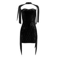 thumbnail image 4 of Ikevan Women Nightclub Party Club Sequins Fringe Tassel Sheath Sleeveless Dress, 4 of 6
