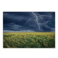 thumbnail image 1 of Nature Cutting Board, Thunder Bolt Above the Seasonal Field Electric Vibes Mother Nature Theme Image, Decorative Tempered Glass Cutting and Serving Board, Small Size, Yellow Blue, by Ambesonne, 1 of 1