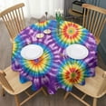 thumbnail image 3 of Colorful Rainbow Tie Dye Spiral Pattern Round Tablecloth 60"x60",Wrinkle Wipeable Table Cloth for Kitchen Dining Room Picnic Patio Party, 3 of 6