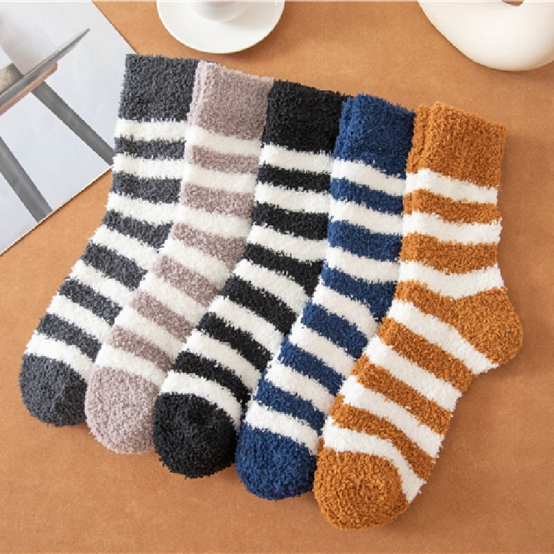 Coral Fleece Socks Men's Mid-tube Floor Socks Winter Home Thickening ...