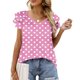thumbnail image 2 of Camisas de Cuello de Tripulación de Manga Corta para las Mujeres Plisado Mangas de Ruffle, Cuello Redondo Casual Primavera Y Blusa de Verano, 2 of 5