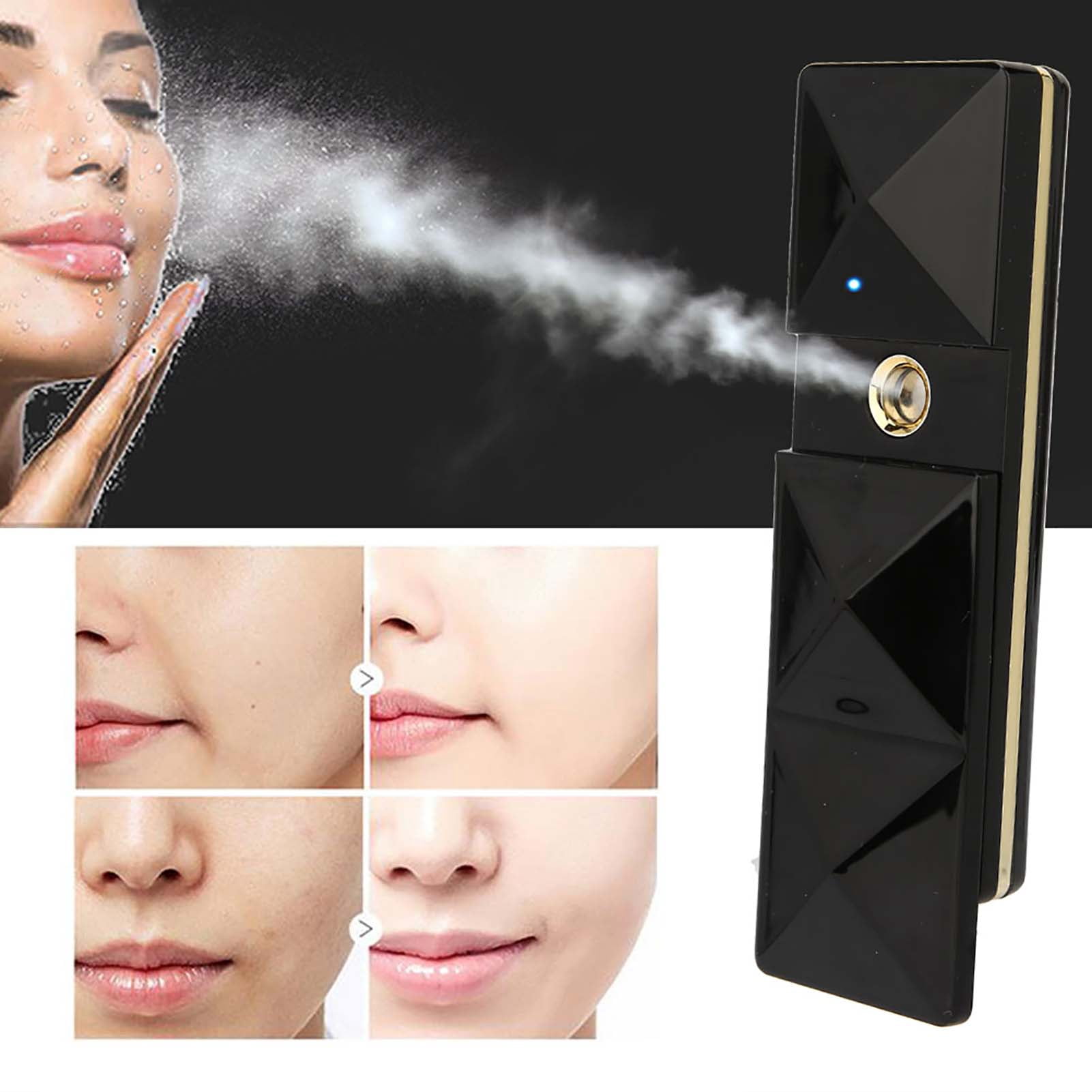 Nieyigj USB Nano Handy Face Mist Sprayer Portable Hydration Humidifier Atomization Tool for Rejuvenating Skin, 400mAh Battery, 6ml Water Tank Capacity, Black Edition (5.9 inches / 15 cm)