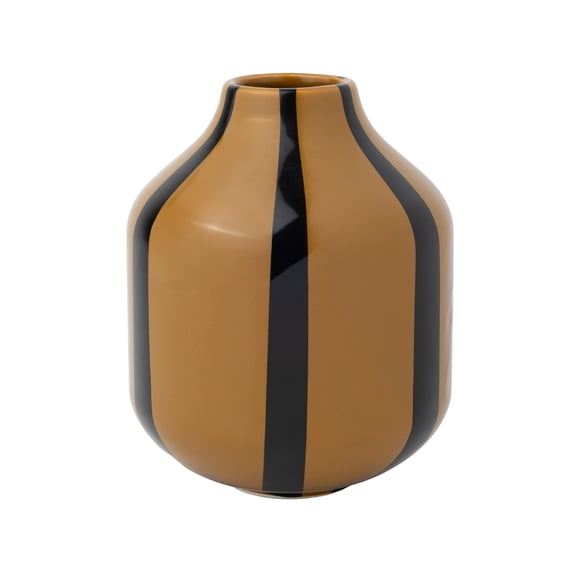 Mainstays 6" Brown and Black Ceramic Decorative Stripe Vase