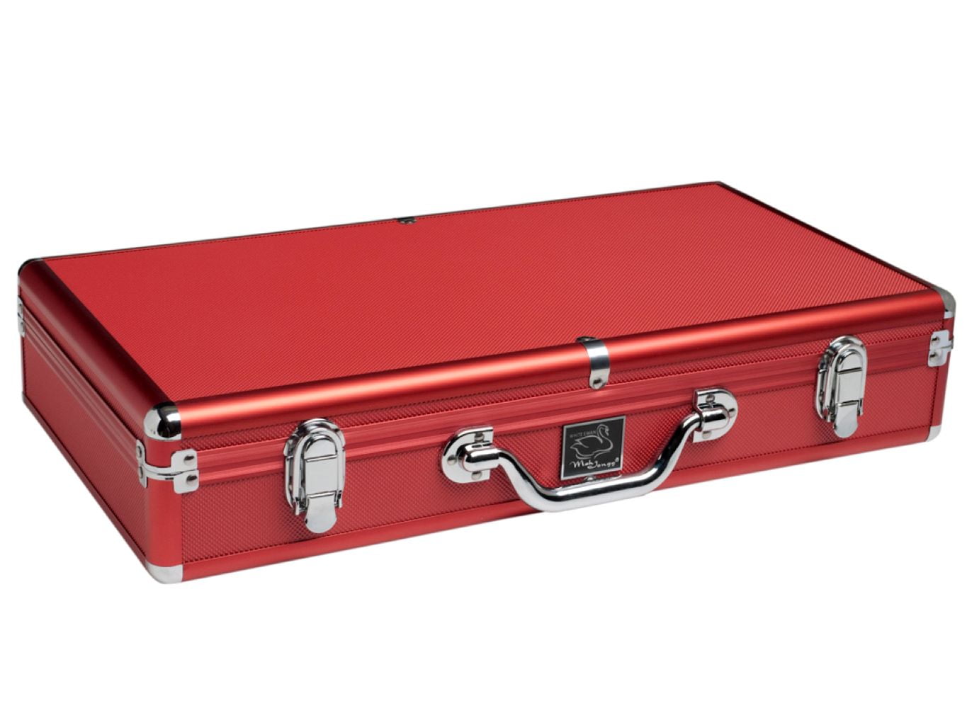 White Swan American Mahjong Set in Luggage-Style Red Case - White Tiles - Modern Pushers