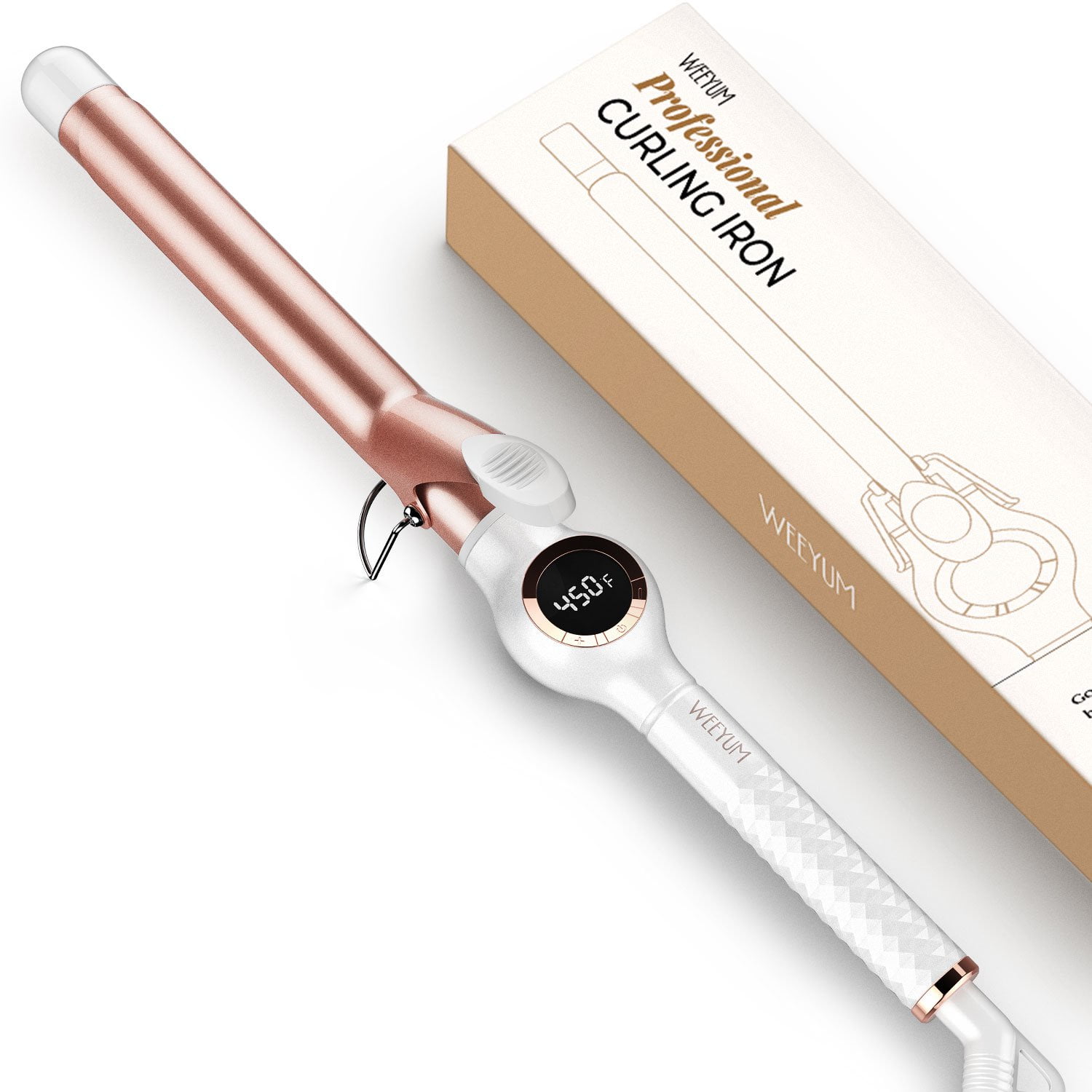 WEEYUM 1 Inch Curling Iron, Long Barrel Curling Wand for Hair, Ceramic