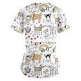 thumbnail image 3 of BDPORKAS Women's Nursing Uniform Cute Cat Print Scrub Tops with Two Pockets Short Sleeve V Neck Workwear Stretchy Breathable Working Uniform Scrubs, 3 of 3