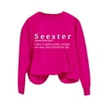 thumbnail image 2 of Clearance Sales Today Deals Prime Sweatshirt for Women Women's Solid Round Neck Long Sleeved Seester Letter Printed Hoodie, 2 of 3