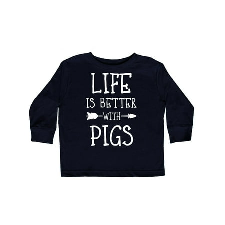 

Inktastic Life s Better With Pigs Gift Toddler Boy or Toddler Girl Long Sleeve T-Shirt