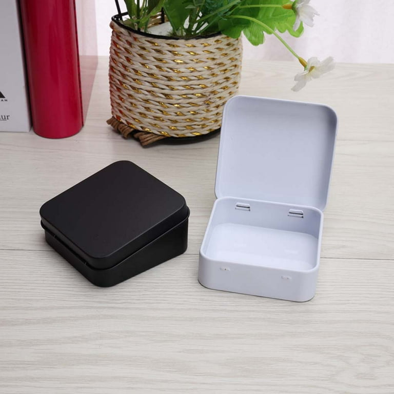 5 Pcs Mini Metal Tins Container Square Hinged Flip Storage Tin Box Small Kit  Cas 