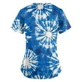 thumbnail image 2 of Petite Scrubs for Women,Floral Print Medical Tops - Moisture-Wicking V-Neck Scrub Top with Cargo Pockets - Blue - S, 2 of 4