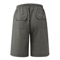thumbnail image 4 of Domuza Men's Linen Shorts Casual Bermuda Long Linen Shorts High Waisted Comfy Summer with Pockets Gray 3XL, 4 of 5