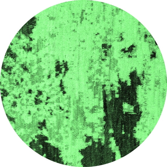 Ahgly Company Indoor Round Abstract Emerald Green Modern Area Rugs, 4' Round