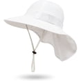 thumbnail image 2 of WTOBBY Toddler Sun Hat for Ages 1 to 3 Years, Baby Beach Hat with Wide Neck Flap Protection, UPF 50+ Infant Hat for Outdoor Play and Family Vacations,White L, 2 of 4