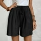 thumbnail image 1 of Karight Womens Bermuda Shorts Pull-on Retro Ruched Front Casual Baggy Cotton Linen Lightweight Straight Crop Pants Pocket, 1 of 9