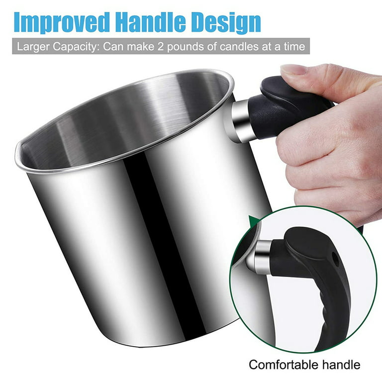 HYWHUYANG Candle Making Pouring Pot, 3L Double Boiler Wax Melting Pot,  Stainless Steel Candle Making Pitcher, Candle Making Supplies with