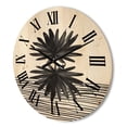 thumbnail image 3 of Designart 'Black and White Striped Under Tropical Leaf II' Modern Wood Wall Clock, 3 of 5