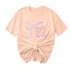thumbnail image 1 of Primavera Top Mujeres Moda Casual Nueva Cinta de Arco Impresa Cuello Redondo Camiseta de Manga Corta, Camiseta de Cuello Tripulado, 1 of 8