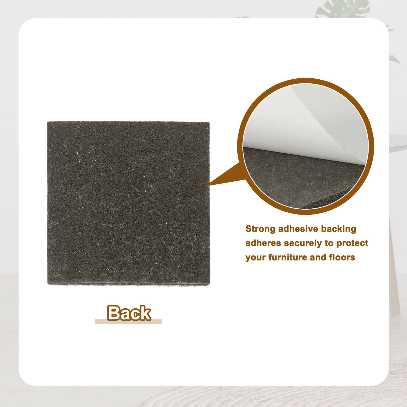 Felt Furniture Pads, 10Pack 7.87" x 7.87" Adhesive Backed Felt Non-slip Anti-scratch Chair Leg Protectors for Protecting Hardwood Floor, Brown